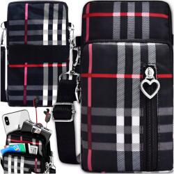 EdiBazzar Telefontartó pénztárca borítéktáska 2 az 1-ben városi válltáska kockás tok (Poręczna torebka krata 2w1 portfel na telefon)