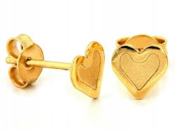 Lovrin Apró, 585-ös aranyból készült, szaténfényű szívecske fülbevaló ajándékba, stekkeres