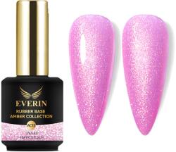 Everin Rubber Base Everin Amber Collection 15 - Bază rubber Roz Intens cu Sclipici, HEMA & TPO Free, 15ml (AC15)