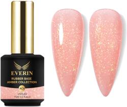 Everin Rubber Base Everin Amber Collection 04 - Bază rubber Piersicie cu Fulgi Aurii Irizați, HEMA & TPO Free, 15ml (AC04)
