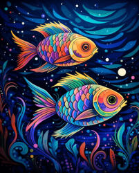 Alkotásutca Színes halak - Számfestő készlet kereten 40x50