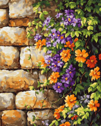 Alkotásutca Virágos fal - Számfestő készlet kereten 40x50