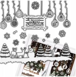  Nagy, fehér karácsonyi ablakmatrica dekoráció (Świąteczna duża Naklejka na Okno)