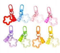 10 db Fém Kulcstartó Csat Csillagokkal, Medve Medállal, Színes Kulcskarika (Uxxu4545258)