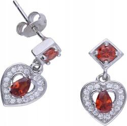 Lovrin Ezüst fülbevaló 925 szív piros strasszok 2, 56g elegáns minta ajándék (Lovrin 46602)