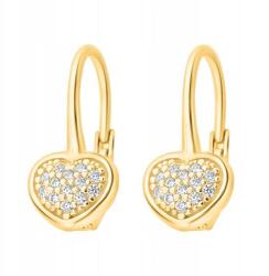 Lovrin Fényes, 585-ös arany fülbevaló szív alakban, cirkónia kövekkel kirakva ajándék (61111038)