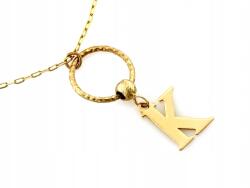 Lovrin Arany 585 nyaklánc, állítható lánccal, "k" betűs kör medállal, ajándékba (Lovrin)