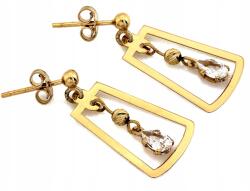 Lovrin Arany függő fülbevaló 585 geometriai cirkóniával, 2, 06g, 14 karátos, női