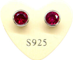 KEREK KRISTÁLY ezüst fülbevaló - fuchsia változat (5 mm) (2025103005)