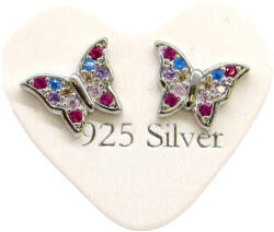 PILLANGÓ SZÍNES PILLANGÓ ezüst bedugós fülbevaló (10 mm) (2025103007)