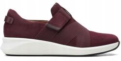 Clarks Un Rio Strap női félcipő, burgundi színű, bőr és velúr, tépőzáras, 36-os méret (261545614)