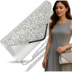 EdiBazzar Boríték Női Estélyi táska Ezüst Névjegykártyatartó Csillogó (Torebka Na Ramię Listonoszka Mała Brokatowa)