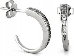 Lovrin Ezüst fülbevaló 925-ös tűvel, nyitott körök, ívben hajlítva, cirkónia kövekkel