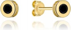 Lovrin Finom, 585-ös arany fülbevaló, fekete köves karika, ajándékba, 14 karátos