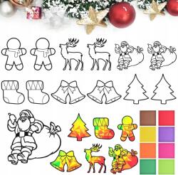  Qiuruyue 12 darabos karácsonyi kézműves készlet gyerekeknek, ablakmatricák (B0DGWYVFQ6)