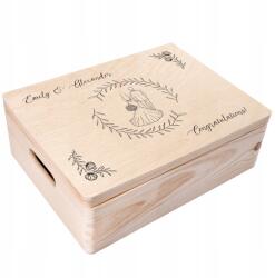 Creative Deco Esküvői emlékdoboz gravírozással, ajándék esküvőre, borítékok, fényképek tárolására, 40x30 cm (JANCDSD140CUSTOMWEDMANWOMANFBM)