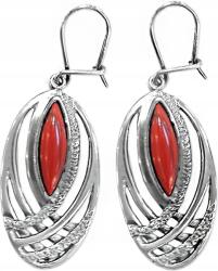 Lovrin 925-ös ezüst függő fülbevaló áttört mintás ovális köves, elegáns, angol kapcsos (Lovrin)