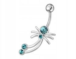 Lovrin Ezüst 925 köldökpiercing Pók kék színű, divatos, látványos ajándék (Lovrin 63226)