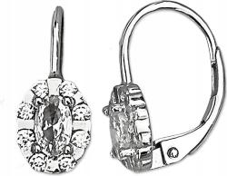 Lovrin 925-ös ezüst fülbevaló fehér cirkónia kövekkel, hosszú, markiz fazonú, cirkóniás függő (Lovrin 73648)