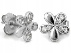 Lovrin Exkluzív 925-ös ezüst fülbevaló virág mintával, cirkónia kövekkel, 1, 28g, stekkeres