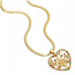 EdiBazzar Aranyozott nyaklánc cirkónia köves szív medállal, női, finom, elegáns (Naszyjnik złoty stal chirurgiczna damski)