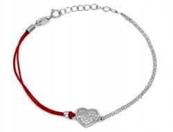 Lovrin Ezüst karkötő lánccal és piros zsinórral, szív medállal, 925-ös finomságú, 1, 81g, 18-as méret (60277323)