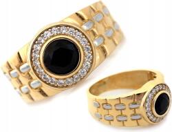 Lovrin Arany pecsétgyűrű 585 cirkóniákkal és fekete kővel r20 ajándékba 14K divatos (43792232)