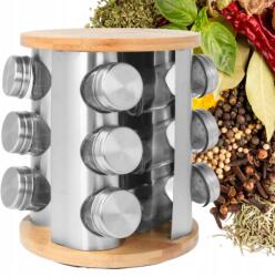 Brunbeste Forgó Fűszertartó Bambusz Állvánnyal, 12 Fűszertartó Edénnyel, Konyhai