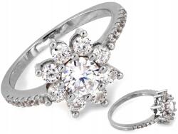 Lovrin Ezüst gyűrű 925 fehér virág cirkóniával r19 ajándékba 2.38g virág