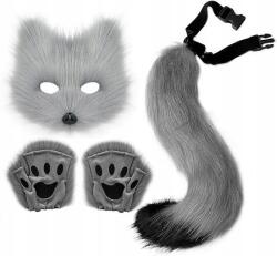  Mesterséges szőrme farok róka farkas jelmez farsangi szett plüss maszk (6977652561491)