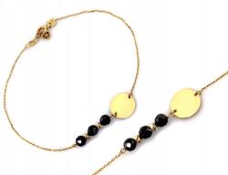 Lovrin 585-ös sárga arany láncos karkötő fekete cirkónia kövekkel, 19 cm (43800322)