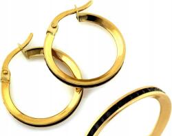 Lovrin Arany fülbevaló 375 karátos, fekete cirkónia kövekkel díszített karika, 20mm-es, ajándékba, 9k