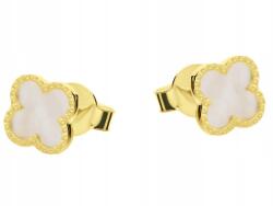 Lovrin Arany fülbevaló 585-ös négylevelű lóhere gyöngyház berakással, 1, 3g, stekkeres, ajándékba (Lovrin60651)