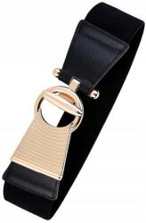 EdiBazzar Öv elasztikus női széles fekete arany csat ruha derék öv (H137)