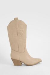 Boohoo Bézs Magassarkú Cowboy Csizma Öko Bőr Boohoo 39 (HZZ05375)