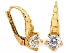 Lovrin Arany fülbevaló 585-ös, klasszikus angol záras, fehér cirkónia kövekkel, ajándékba, 14 karátos