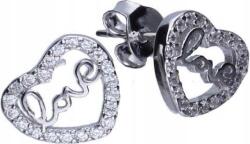 Lovrin 925-ös ezüst fülbevaló szív alakú cirkónia kövekkel, 1, 24g, eredeti női ajándék (Lovrin 47492)