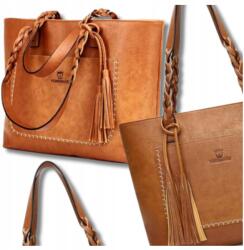 EdiBazzar Női kézitáska Shopper nagy A4 tágas klasszikus bőr barna öko bőr (5905204486337)
