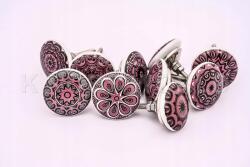  Kerámia Gombok Szép Mintákkal Rózsaszín-fekete Szekrényekhez Fiókokhoz 10 Darab (KNMULTI)