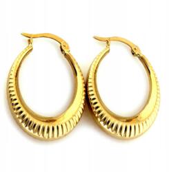 Lovrin Arany fülbevaló 585-ös függő ovális csíkos modern minta női divatos (Lovrin 62653)