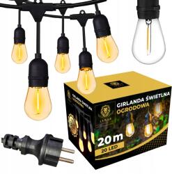 Lewer Kerti fényfüzér 20m 20 Led izzóval Kültéri kerti lámpák (GIRLANDA ŚWIETLNA OGRODOWA 20 metrów)