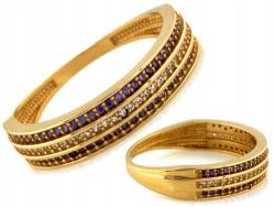 Lovrin Arany gyűrű 585 14kt lila cirkónia kövekkel díszítve ékszer 1.90g (Lovrin)