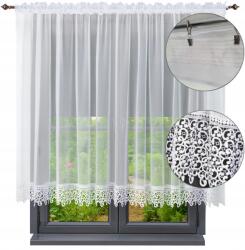 NOW-ART Kész függöny csipkével 500x180, egyenes függöny nappaliba, guipure csipkés függönyök (Firana gotowa prosta z koronką 180x500)