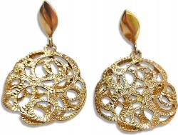 Lovrin Arany függő fülbevaló áttört mintás, stiftes, 585-ös arany, rózsaszín, fonott körök, 2, 95 g (Lovrin 64222)