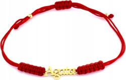 Lovrin Arany 585 zsinór karkötő Agata névvel, piros zsinór, 19cm, 14kt
