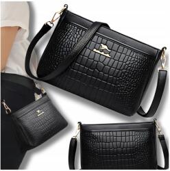 EdiBazzar Fekete városi bőr válltáska elegáns steppelt cipzáras láda (Czarna miejska torebka skórzana elegancka)