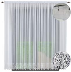 NOW-ART Kész függöny csipkével 300x270 hosszú sima függönyök erkélyre csipkével (Firany gotowe z gipiurą białe koronka 37)