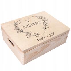 Creative Deco Fa doboz gravírozással ajándék anyukának nagymama születésnap esküvő 40x30 (JANCDSD140CUSTOMFLORALHEARTMINFBM)