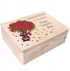 Creative Deco Valentin-napi doboz gravírozással, ajándék, kívánságok a szeretett személynek, 40x30 (JANCDSD140BCUSTOMLOVEROSEBOXFBM)
