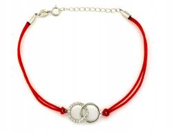 Lovrin Női karkötő 925-ös ezüst cirkónia kövekkel, zsinóron, 1, 49g, piros, divatos (58743495)